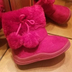 Little girl's pom pom boots
